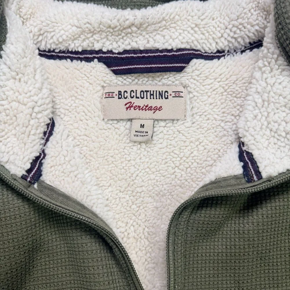 B.C. Clothing Heritage Green Sherpa Quarter Zip M